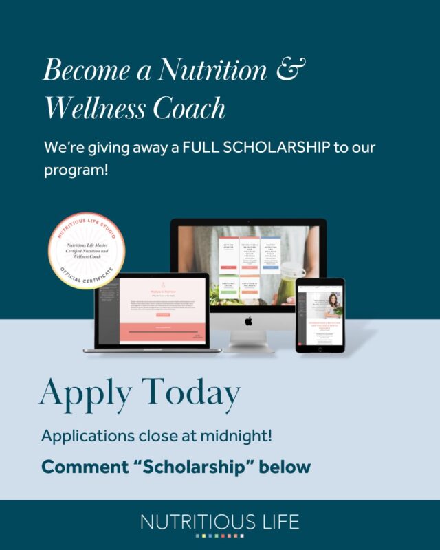 🚨 LAST CHANCE! 🚨

Applications for our FULL-RIDE SCHOLARSHIP to the Become a Nutrition Coach program close TONIGHT at midnight!

If you’ve been waiting for a sign to finally turn your passion for wellness into purpose... this is it. 💚

A few minutes for a life changing opportunity.

Comment "Scholarship" for the application! 

#NutritiousLife #Scholarship #NutritionCoach